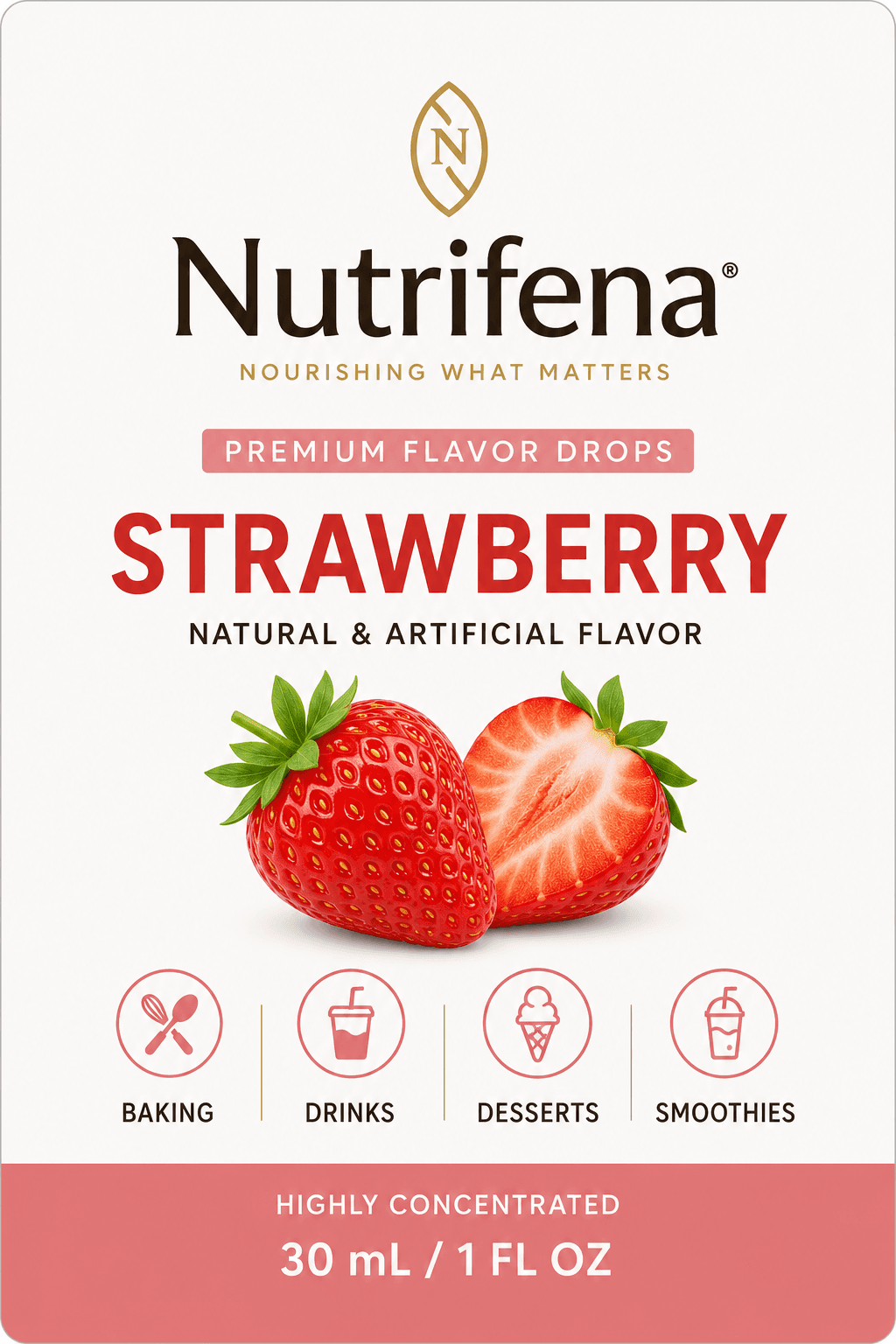 Nutrifena Strawberry Flavor Drops 30 mL — front label