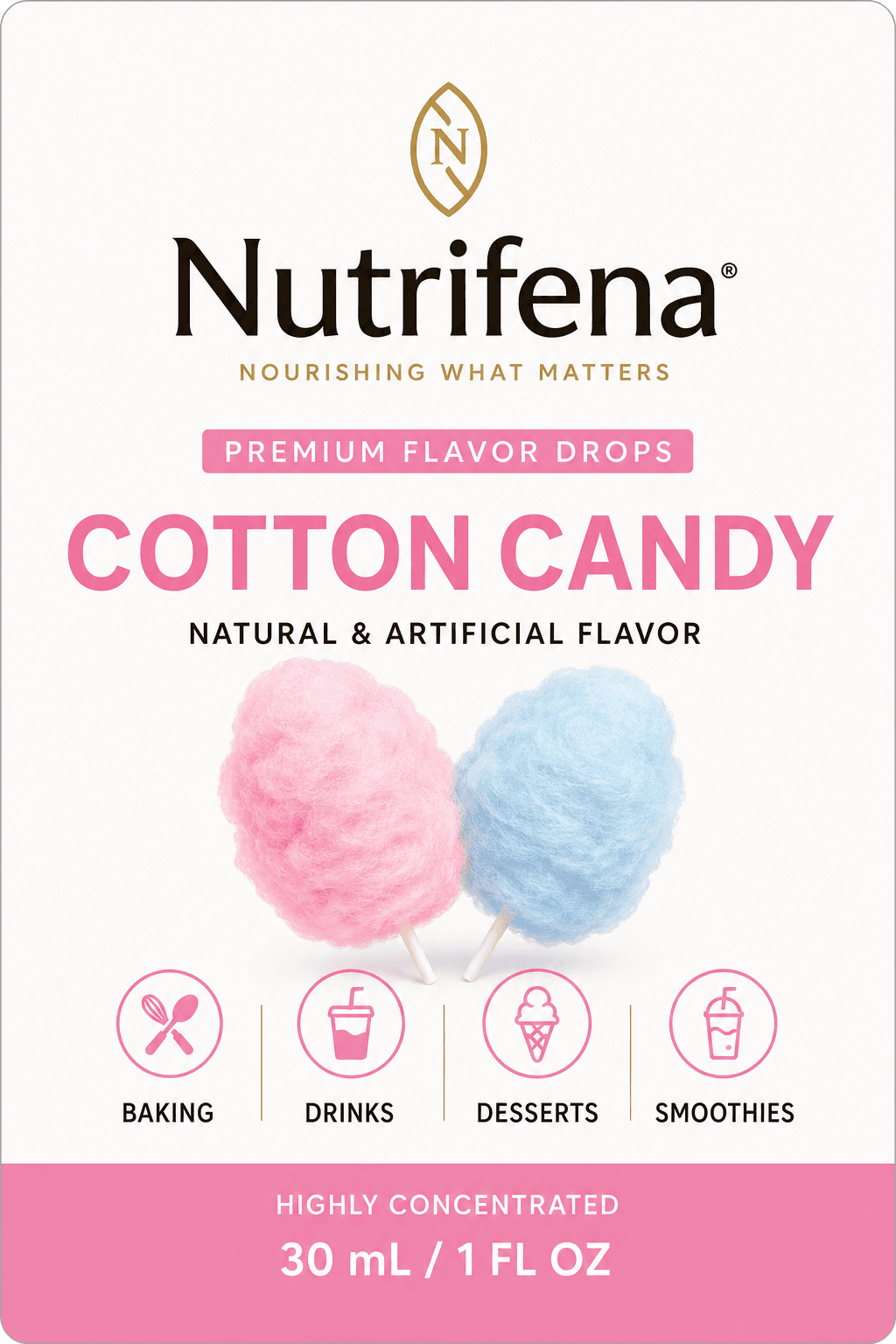 Nutrifena Cotton Candy Flavor Drops 30 mL — front label