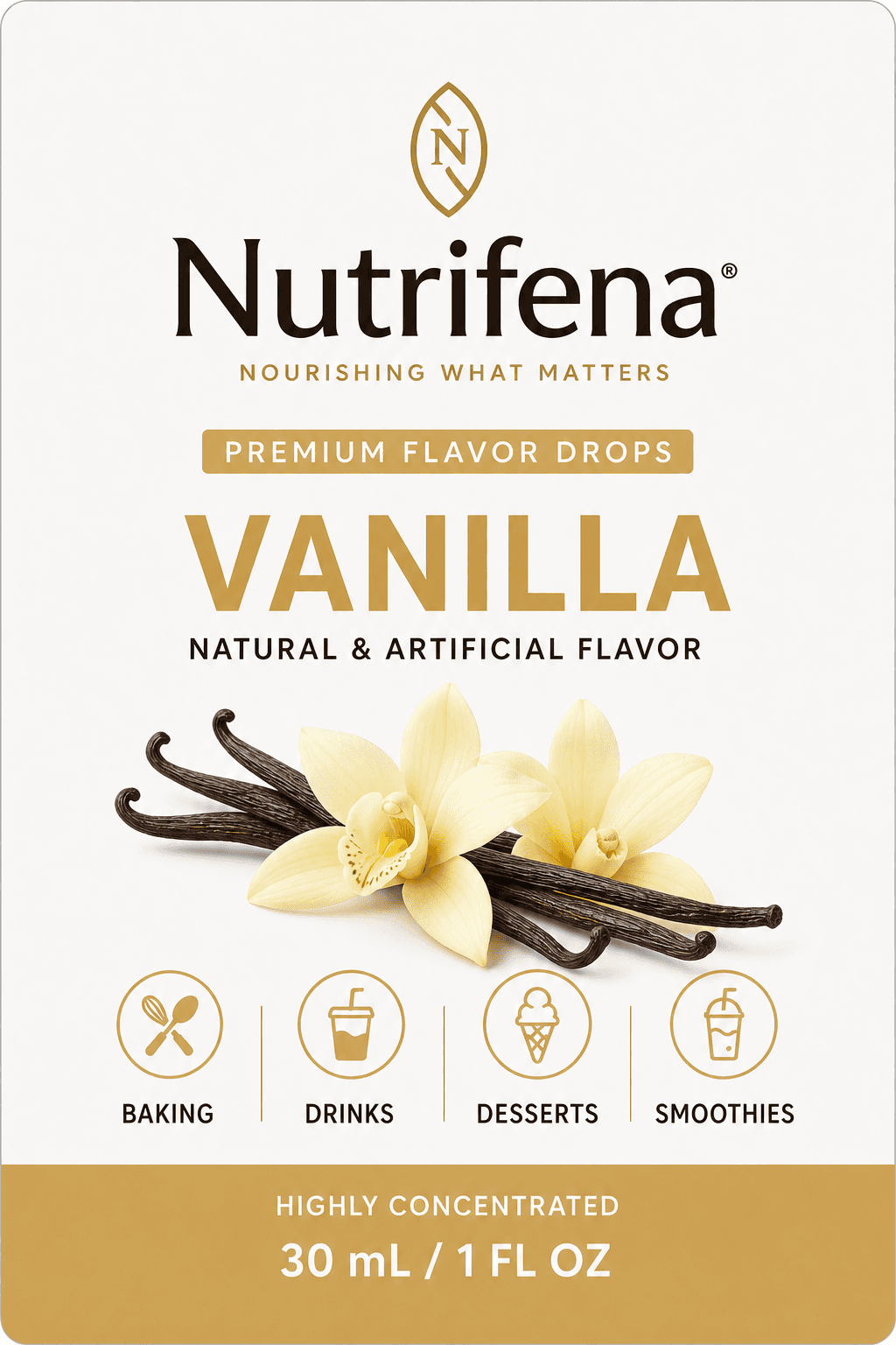 Nutrifena Vanilla Flavor Drops 30 mL — front label